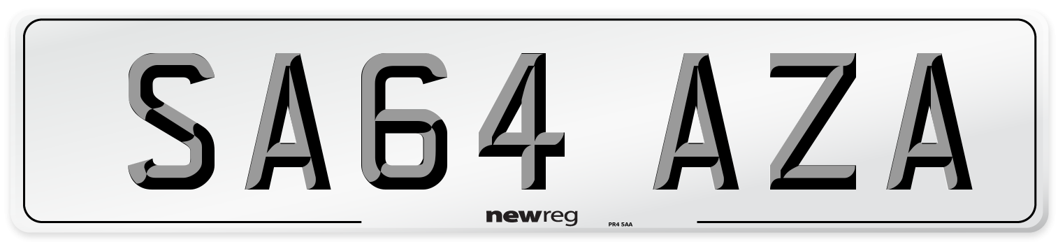 SA64 AZA Number Plate from New Reg